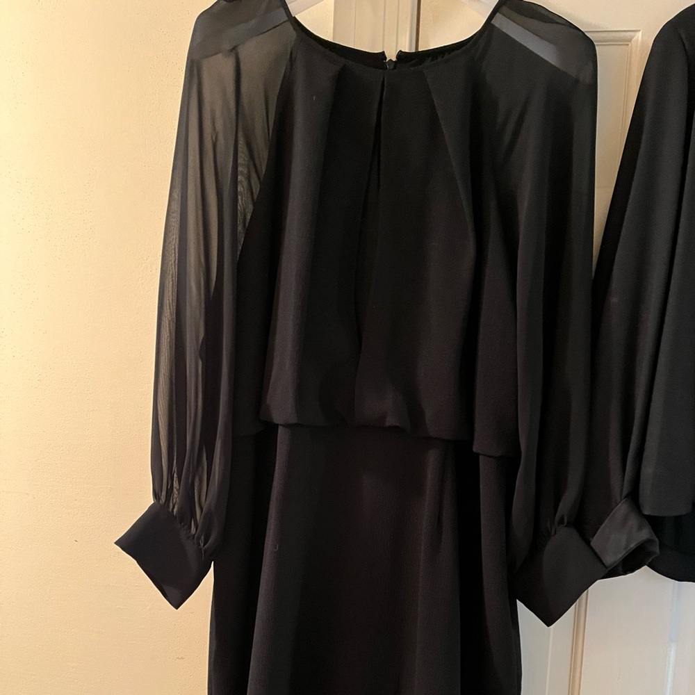 Adrianna Papell, 20W black dress. Sheer long sleeve